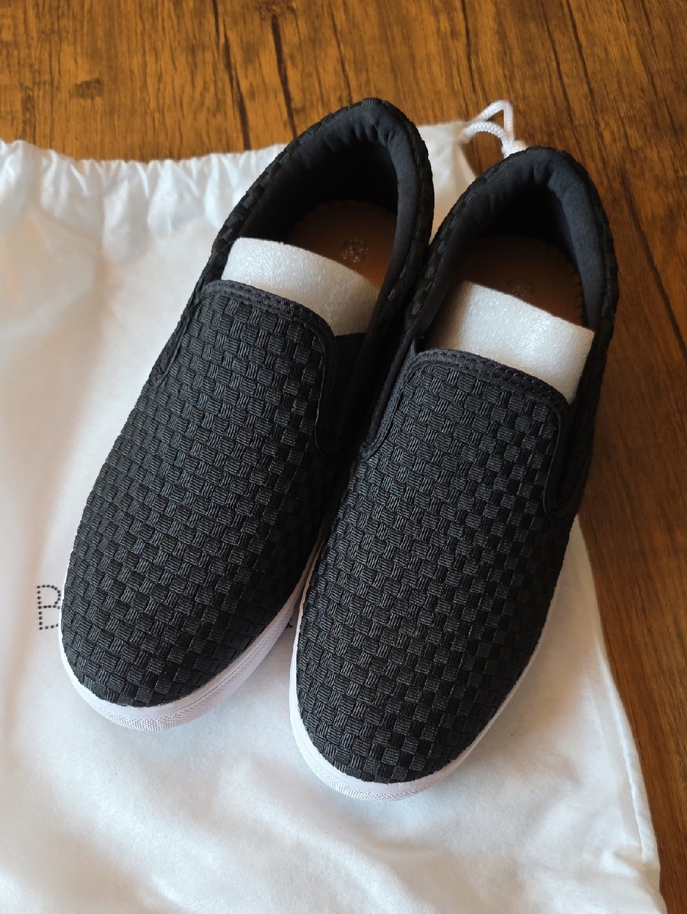 bernie mev. Verona Black Slip-On Woven Casual Shoes